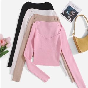 4 PCS PIECES sweetheart neckline sweater